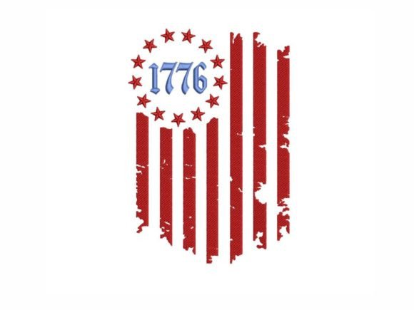 776 American Flag Embroidery Design