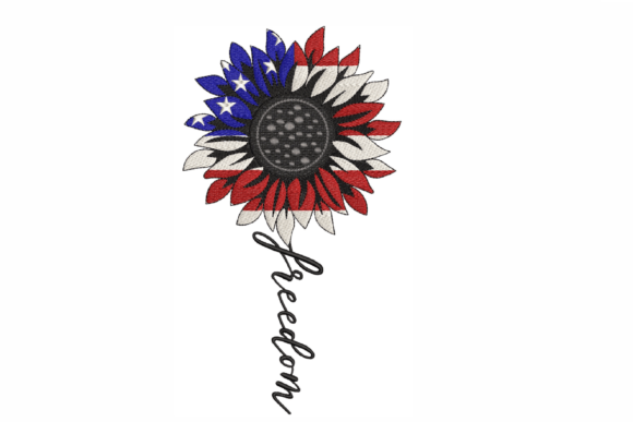 American Sunflower Embroidery Design
