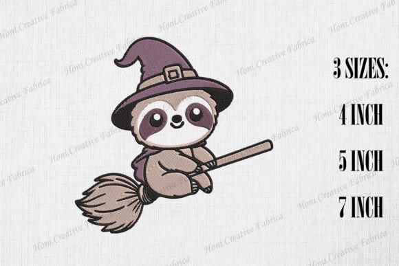 Cute Witch Sloth Riding Broom