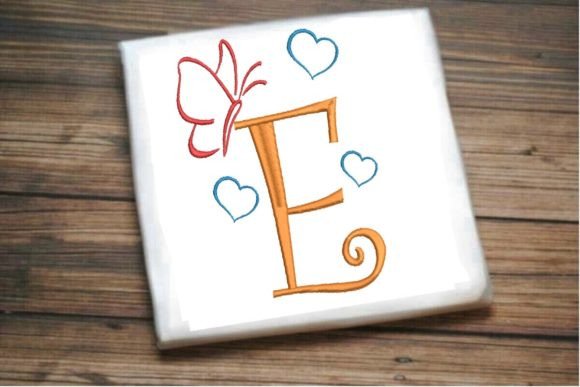E Letter Love Butterfly Monogram