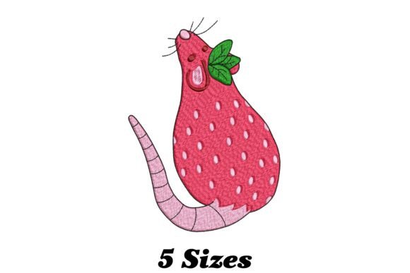 Funny Strawberry Rat Embroidery Design