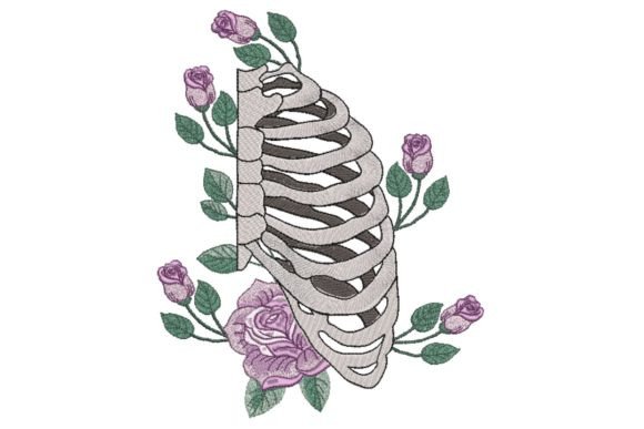 Roses Skeleton Embroidery Design