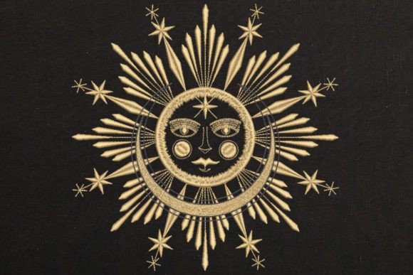 Sun and Moon and Star Embroidery Design